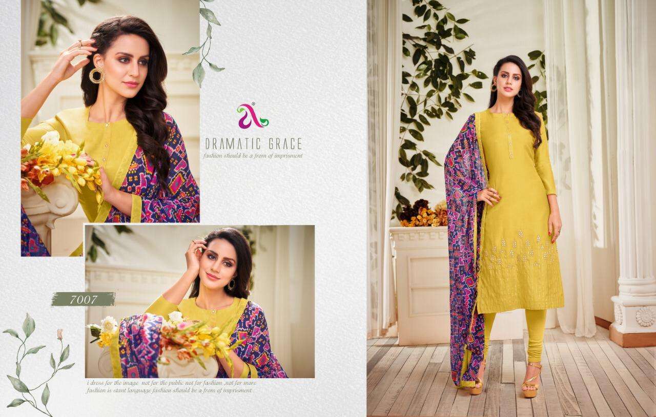 DAIRY MILK VOL-31 BY ANGROOP PLUS 7002 TO 7017 SERIES BEAUTIFUL STYLISH FANCY COLORFUL CASUAL WEAR & ETHNIC WEAR CHANDERI COTTON DRESSES AT WHOLESALE PRICE